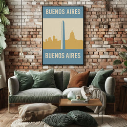 Buenos Aires Iconic Landmarks Retro Travel Poster PosterGoat