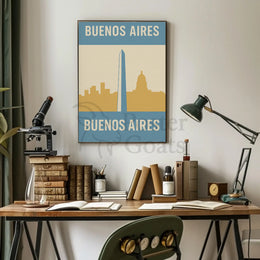 Buenos Aires Iconic Landmarks Retro Travel Poster PosterGoat