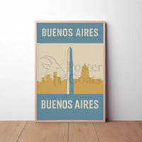 Buenos Aires Iconic Landmarks Retro Travel Poster PosterGoat