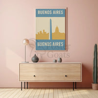 Buenos Aires Iconic Landmarks Retro Travel Poster PosterGoat