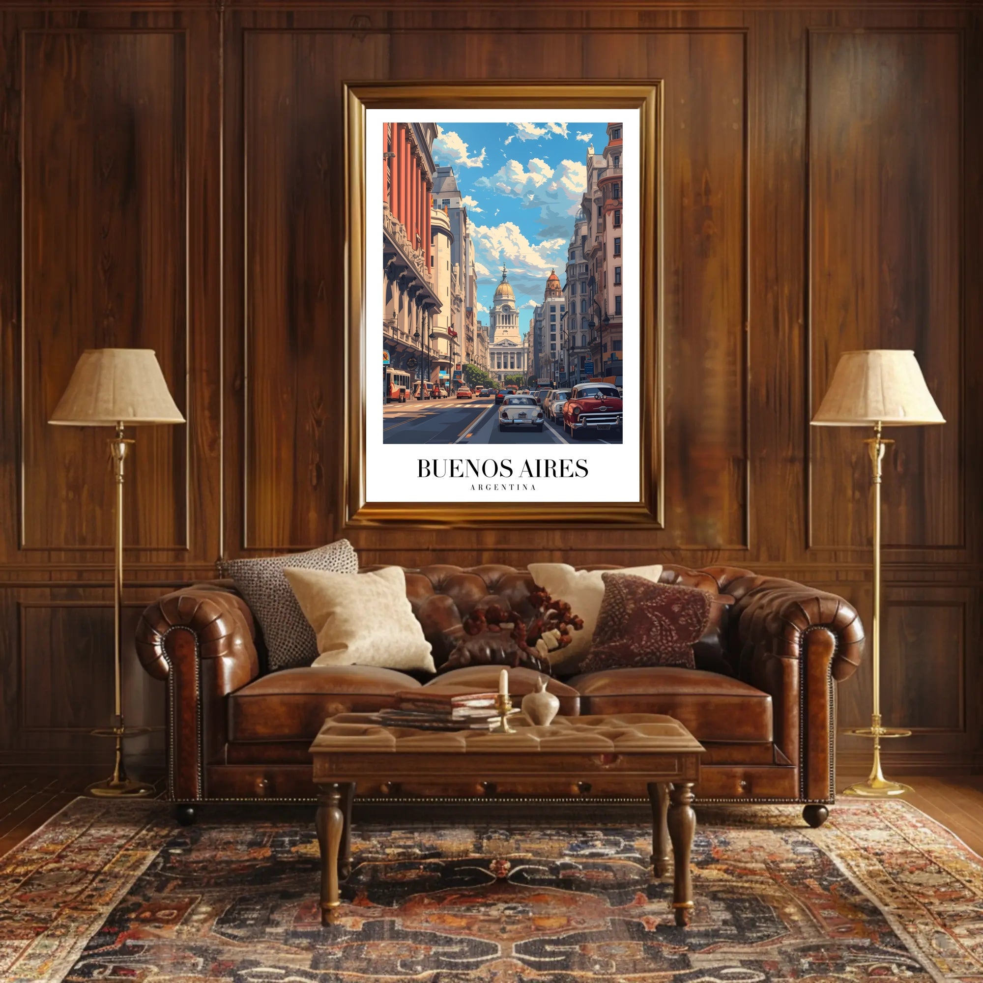 Buenos Aires Mid-Century Urban Scene Travel Poster PosterGoat