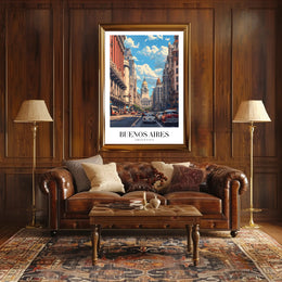 Buenos Aires Mid-Century Urban Scene Travel Poster PosterGoat