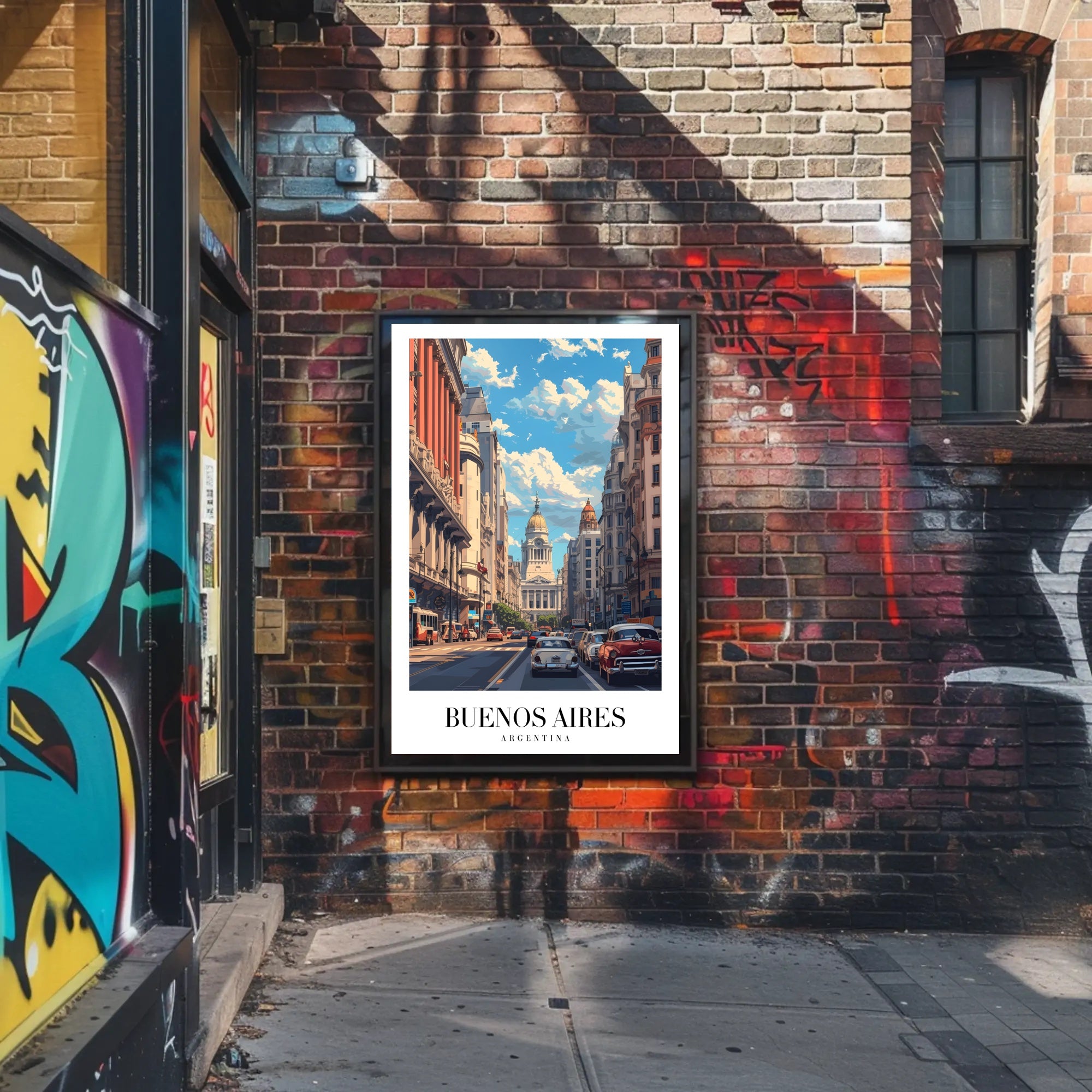 Buenos Aires Mid-Century Urban Scene Travel Poster PosterGoat