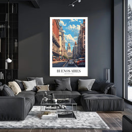 Buenos Aires Mid-Century Urban Scene Travel Poster PosterGoat