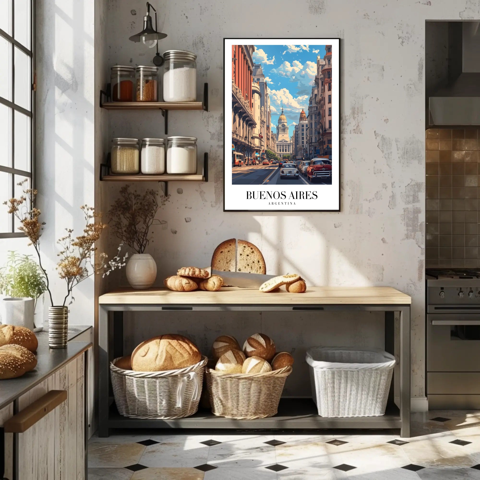 Buenos Aires Mid-Century Urban Scene Travel Poster PosterGoat