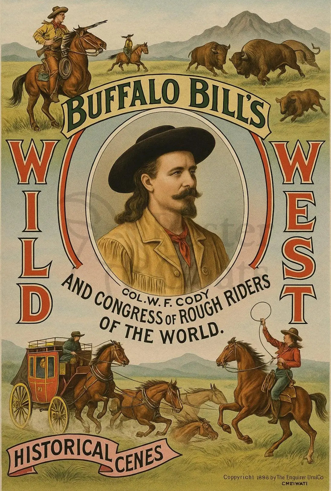 Buffalo Bill's Wild West Adventure Vintage Poster Print PosterGoat
