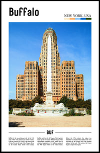 Buffalo City Hall Art Deco Travel Poster PosterGoat