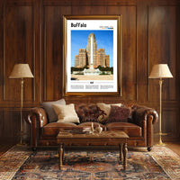 Buffalo City Hall Art Deco Travel Poster PosterGoat