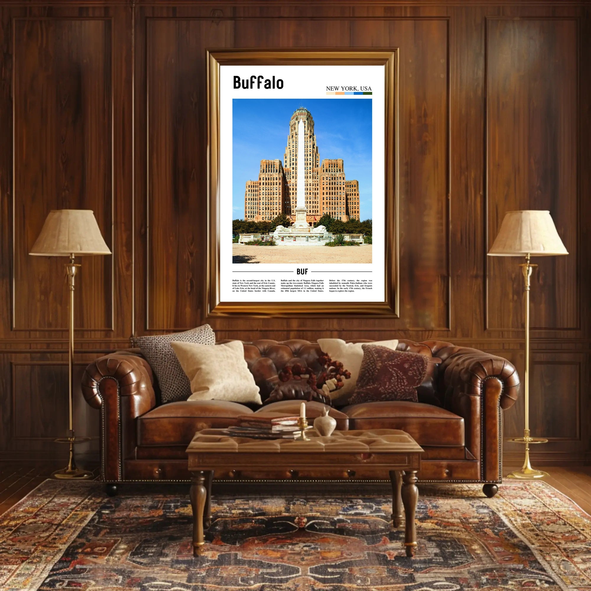 Buffalo City Hall Art Deco Travel Poster PosterGoat