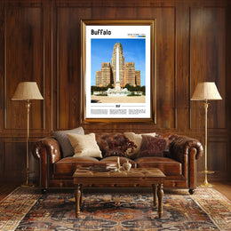 Buffalo City Hall Art Deco Travel Poster PosterGoat