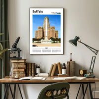 Buffalo City Hall Art Deco Travel Poster PosterGoat