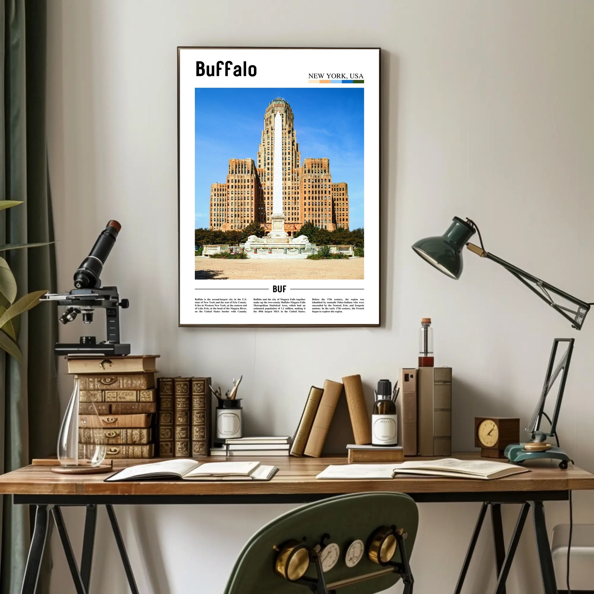 Buffalo City Hall Art Deco Travel Poster PosterGoat