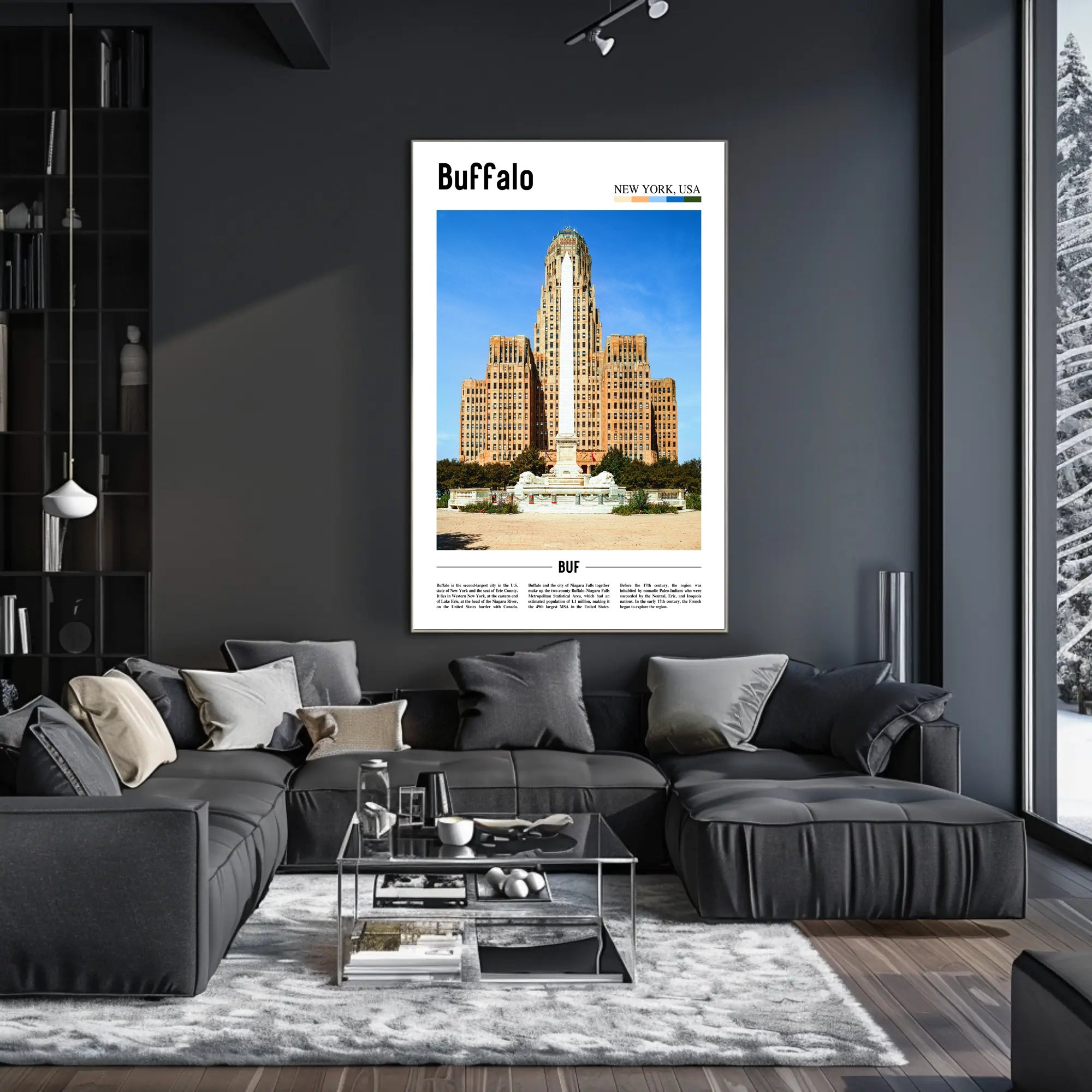 Buffalo City Hall Art Deco Travel Poster PosterGoat