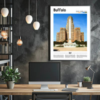 Buffalo City Hall Art Deco Travel Poster PosterGoat