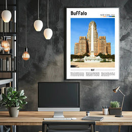 Buffalo City Hall Art Deco Travel Poster PosterGoat