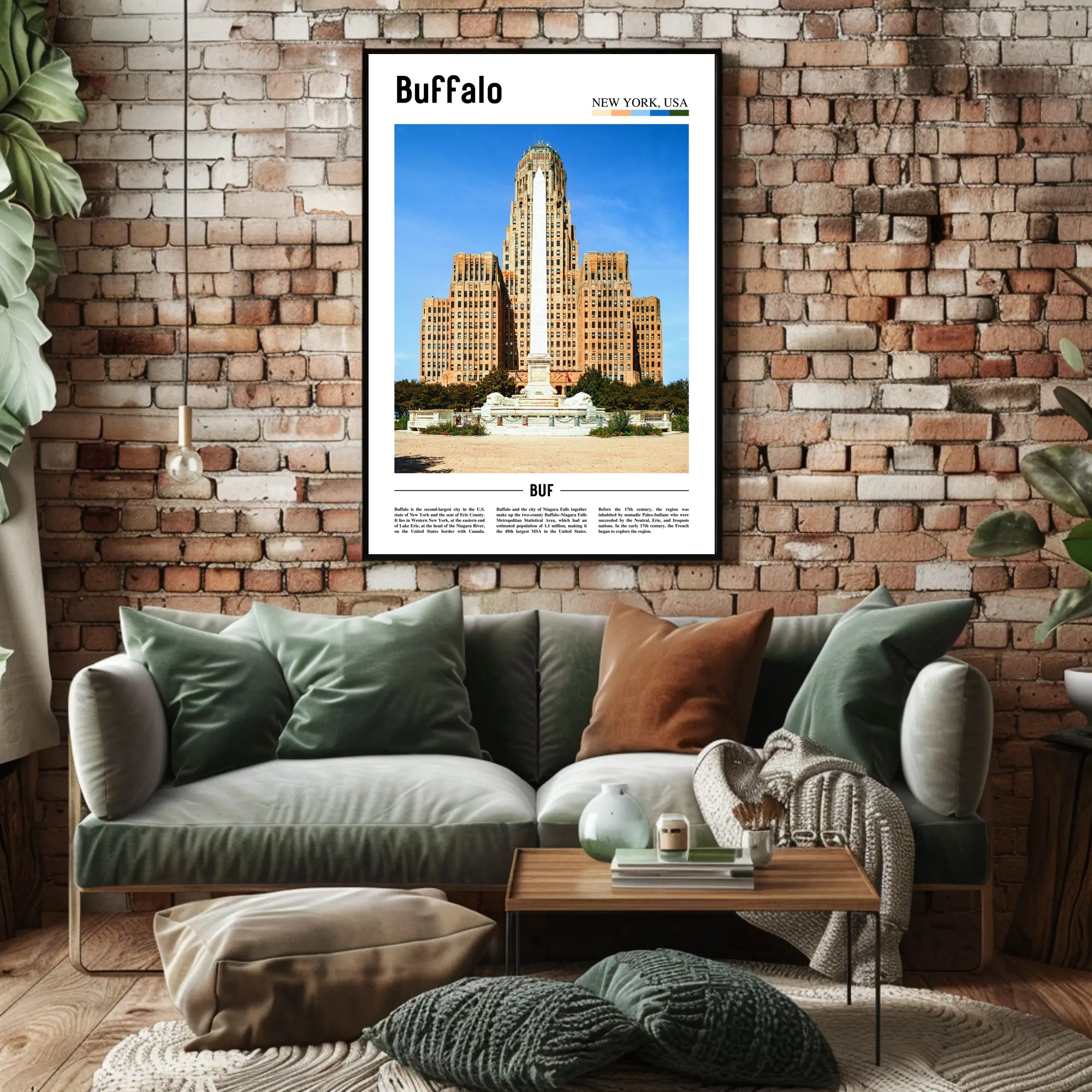 Buffalo City Hall Art Deco Travel Poster PosterGoat