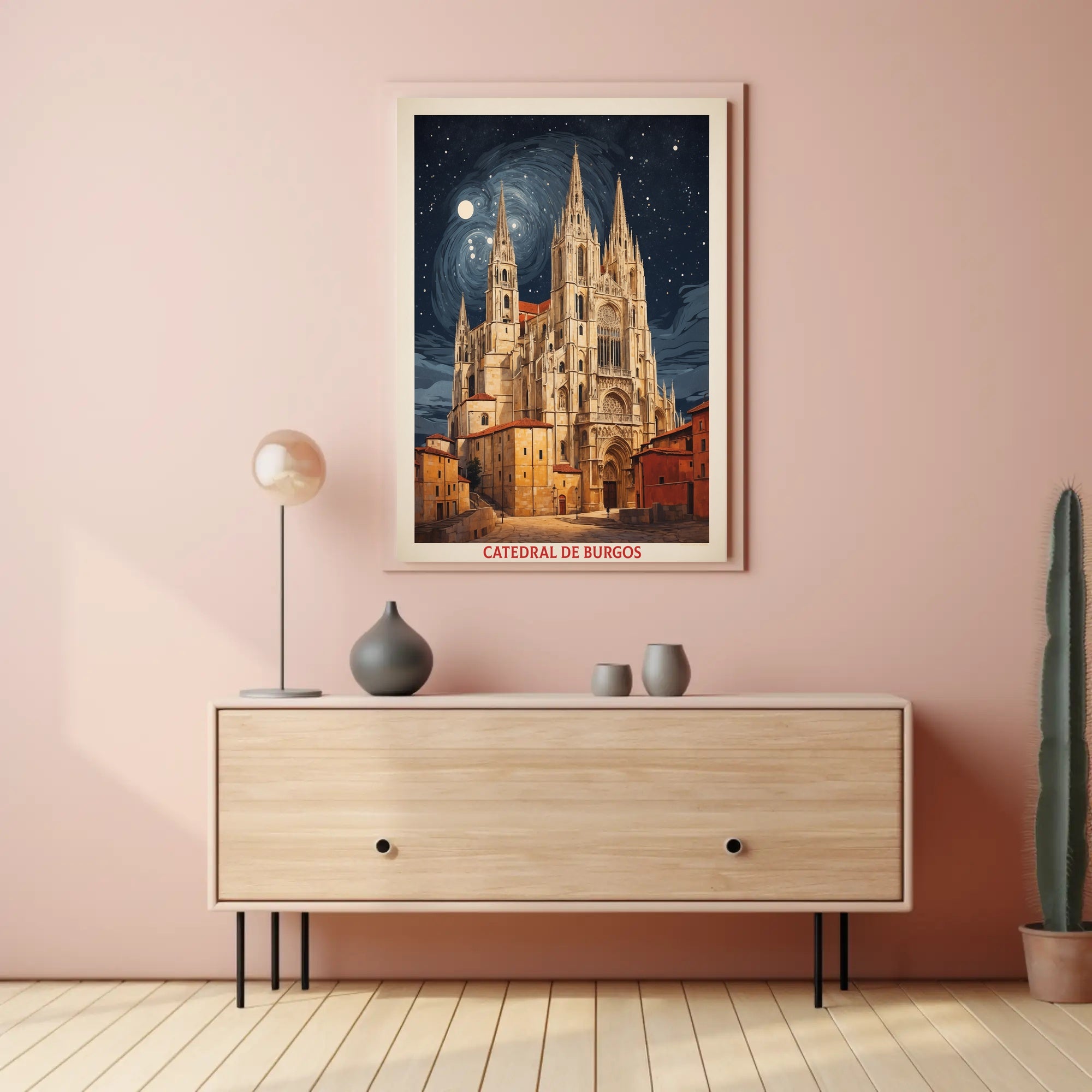 Burgos Cathedral Under Starry Night Poster PosterGoat