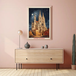 Burgos Cathedral Under Starry Night Poster PosterGoat