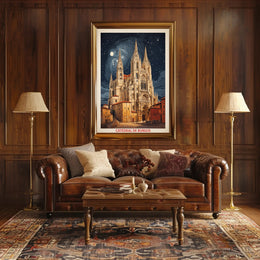 Burgos Cathedral Under Starry Night Poster PosterGoat