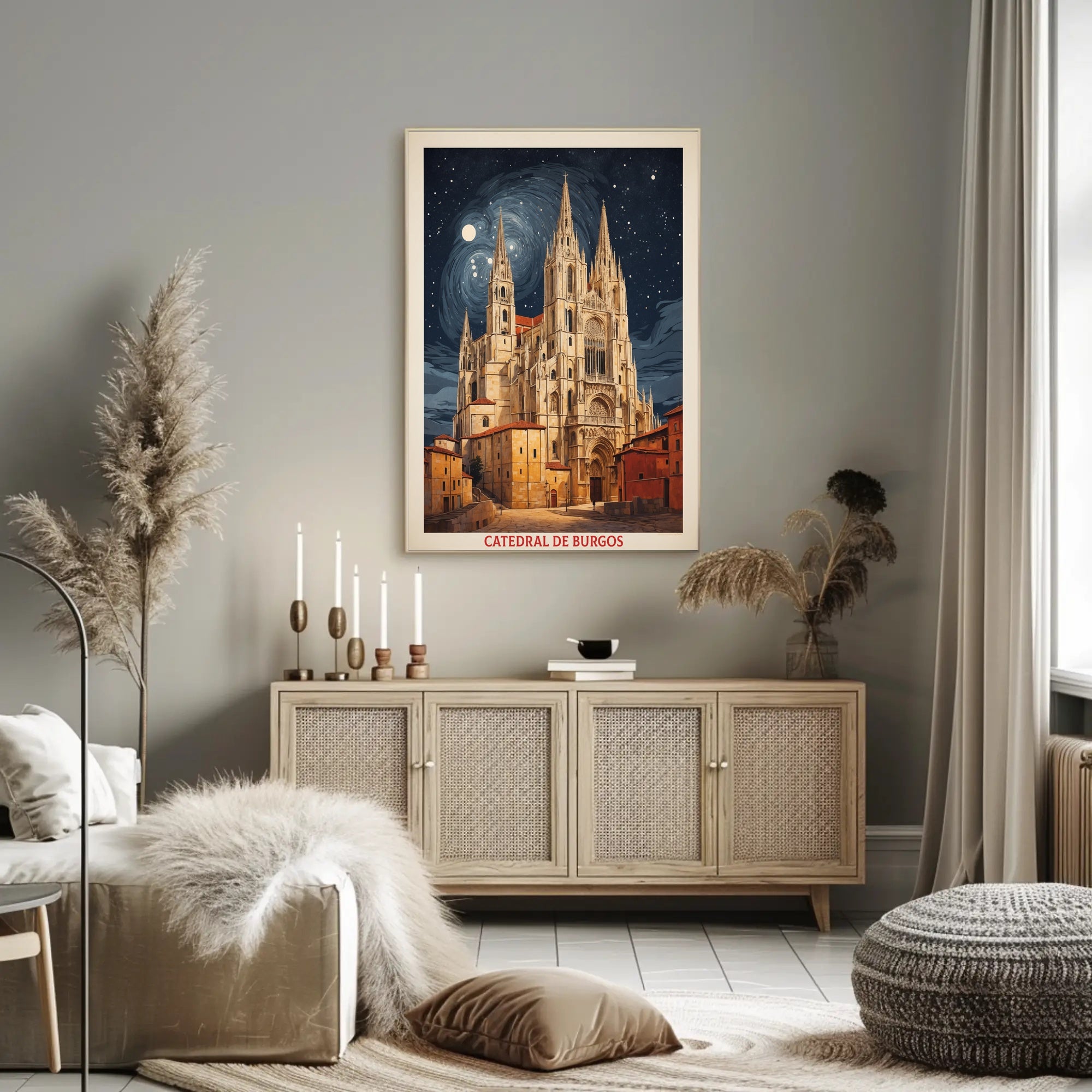 Burgos Cathedral Under Starry Night Poster PosterGoat