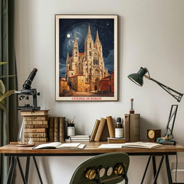 Burgos Cathedral Under Starry Night Poster PosterGoat