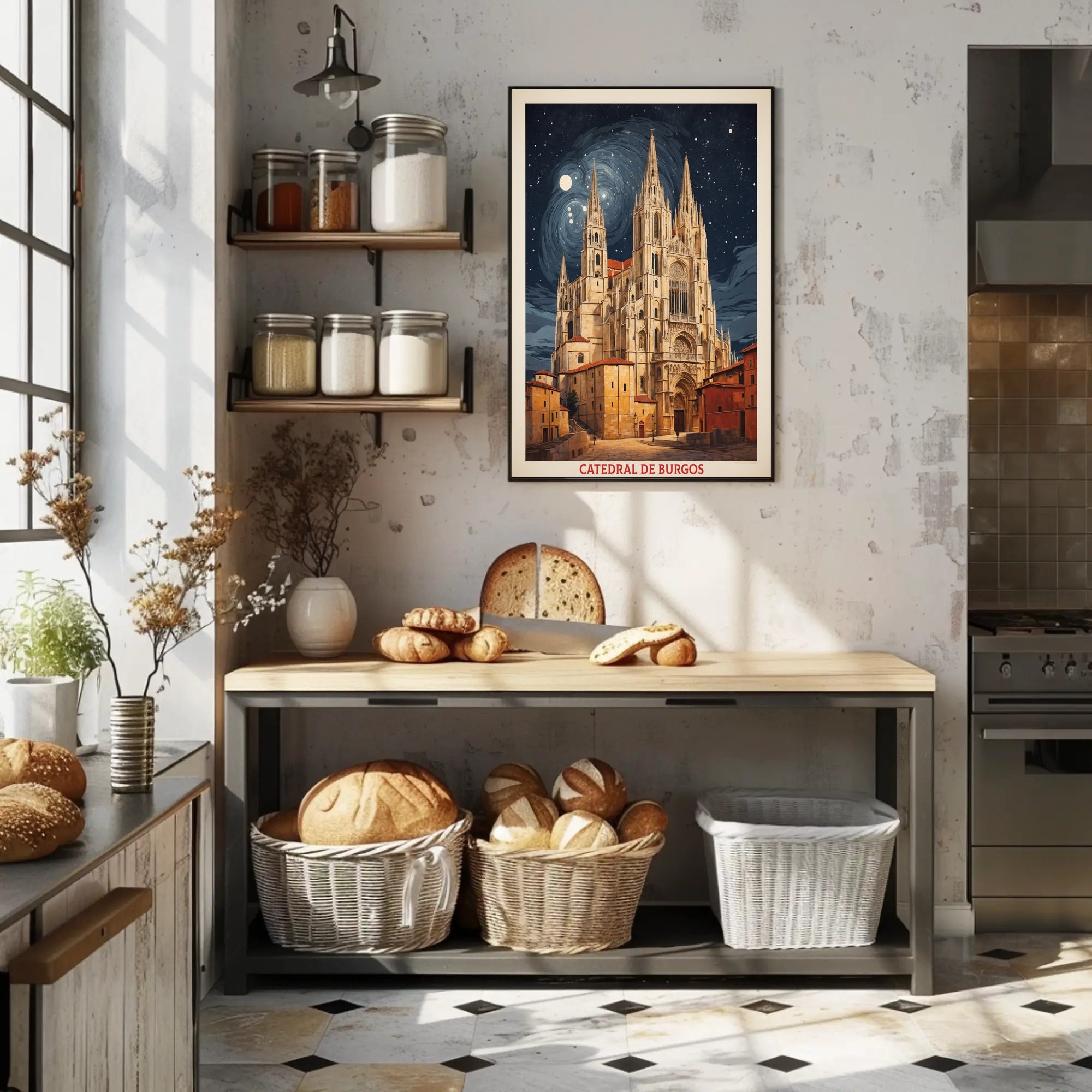 Burgos Cathedral Under Starry Night Poster PosterGoat