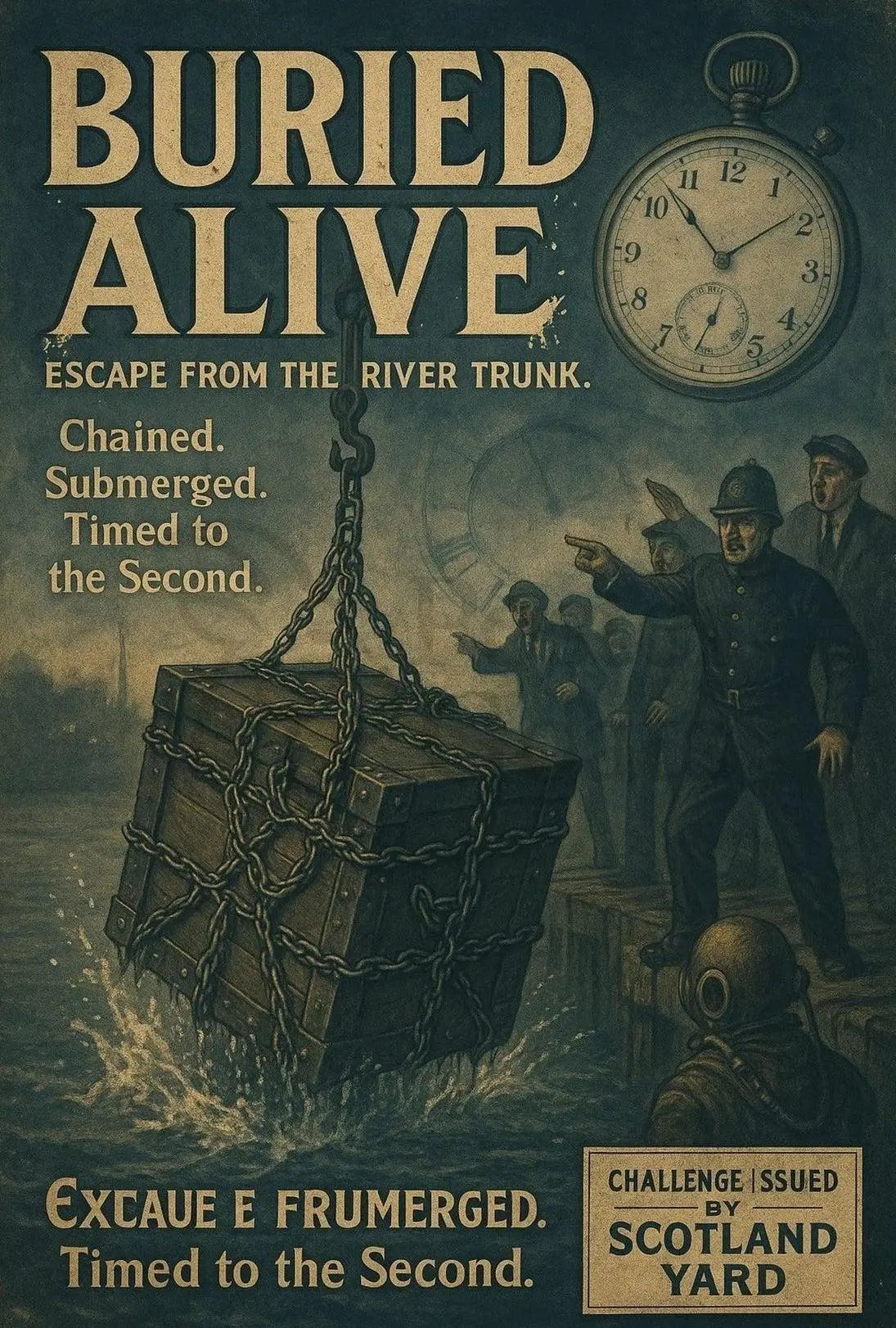 Buried Alive Adventure: Vintage Escape Act Poster PosterGoat