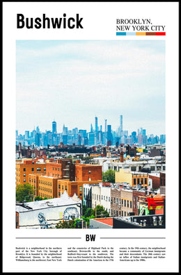Bushwick Skyline Art Print Modern Cityscape Travel Poster PosterGoat
