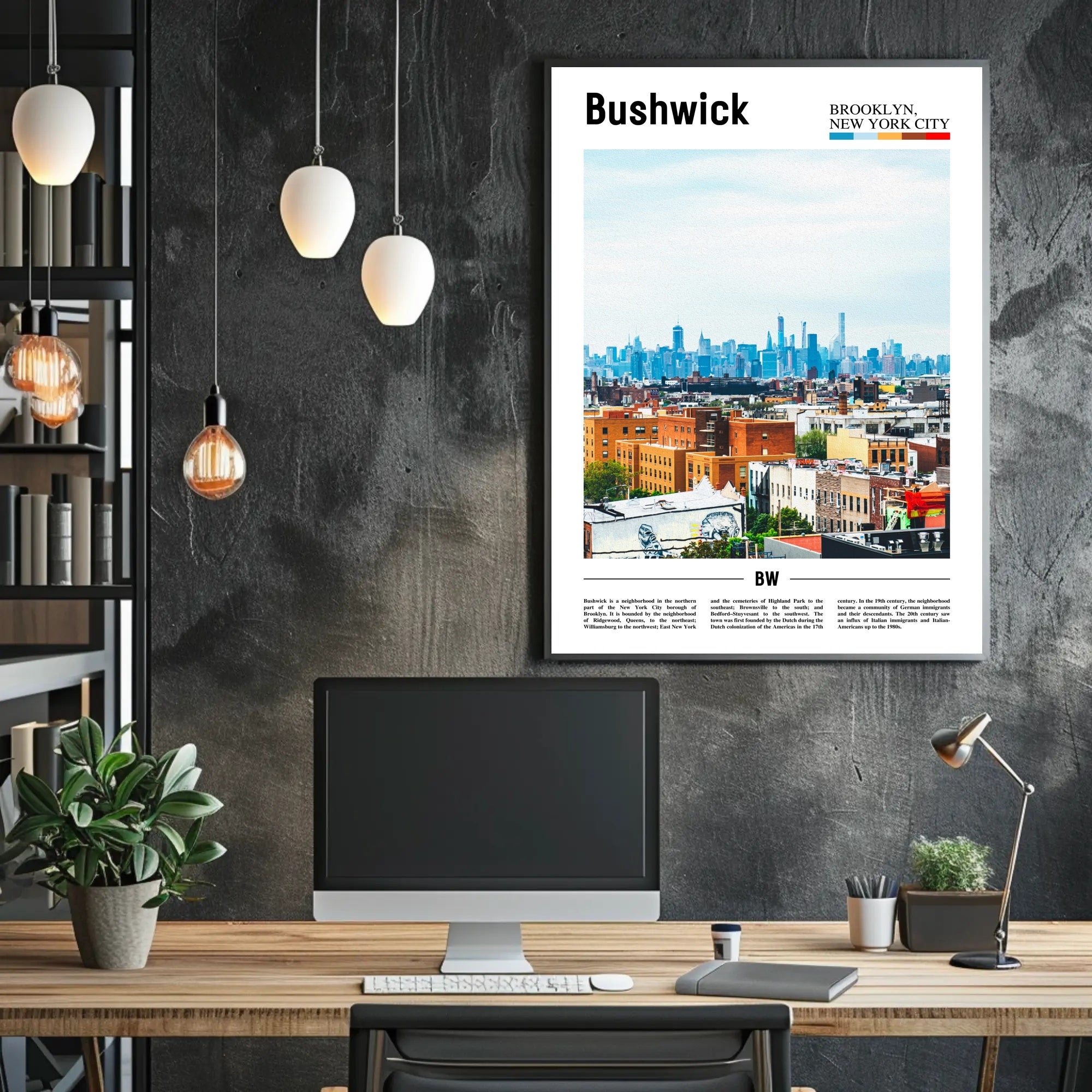 Bushwick Skyline Art Print Modern Cityscape Travel Poster PosterGoat