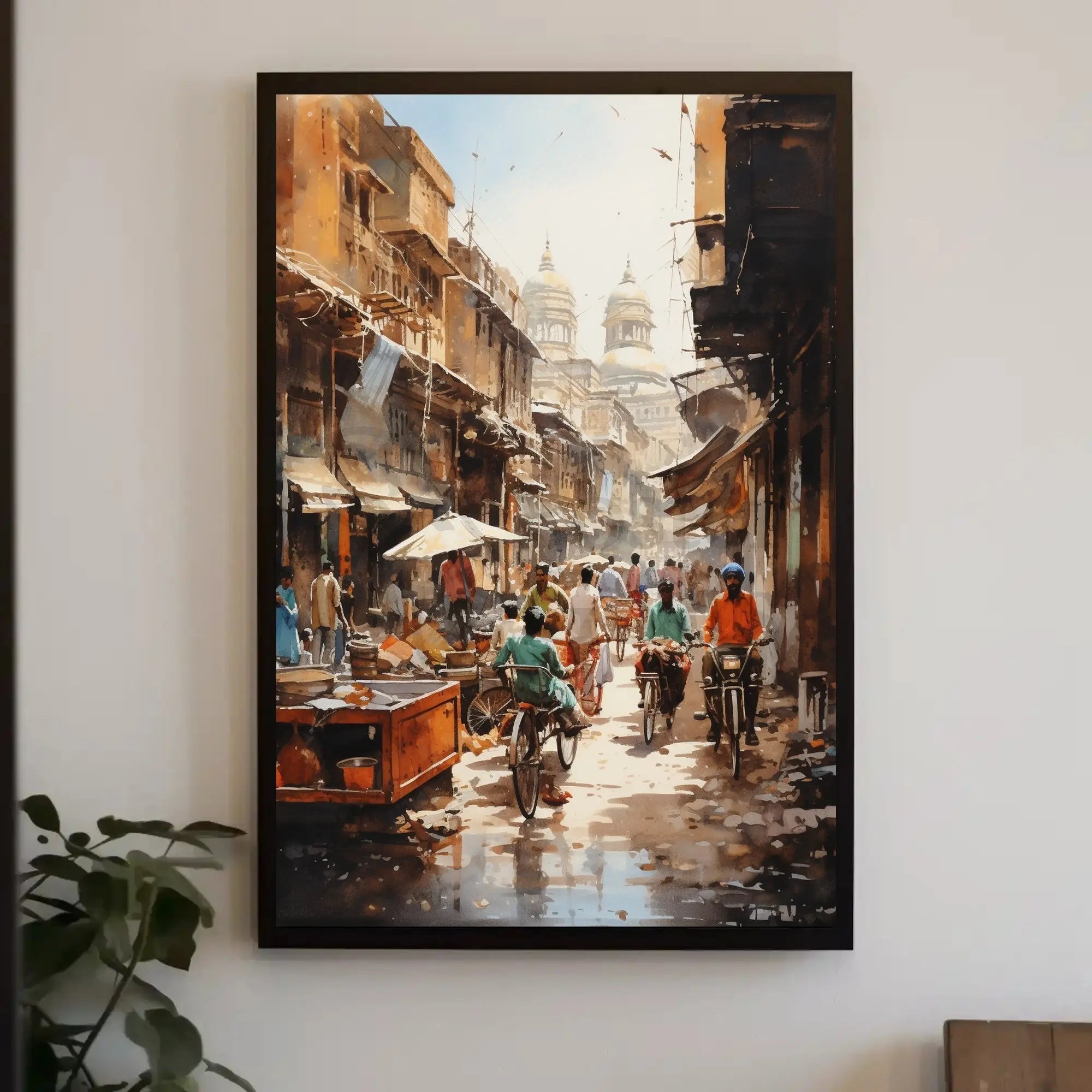 Bustling Indian Street Scene with Historical Flair Cultural Poster PosterGoat