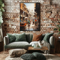 Bustling Indian Street Scene with Historical Flair Cultural Poster PosterGoat