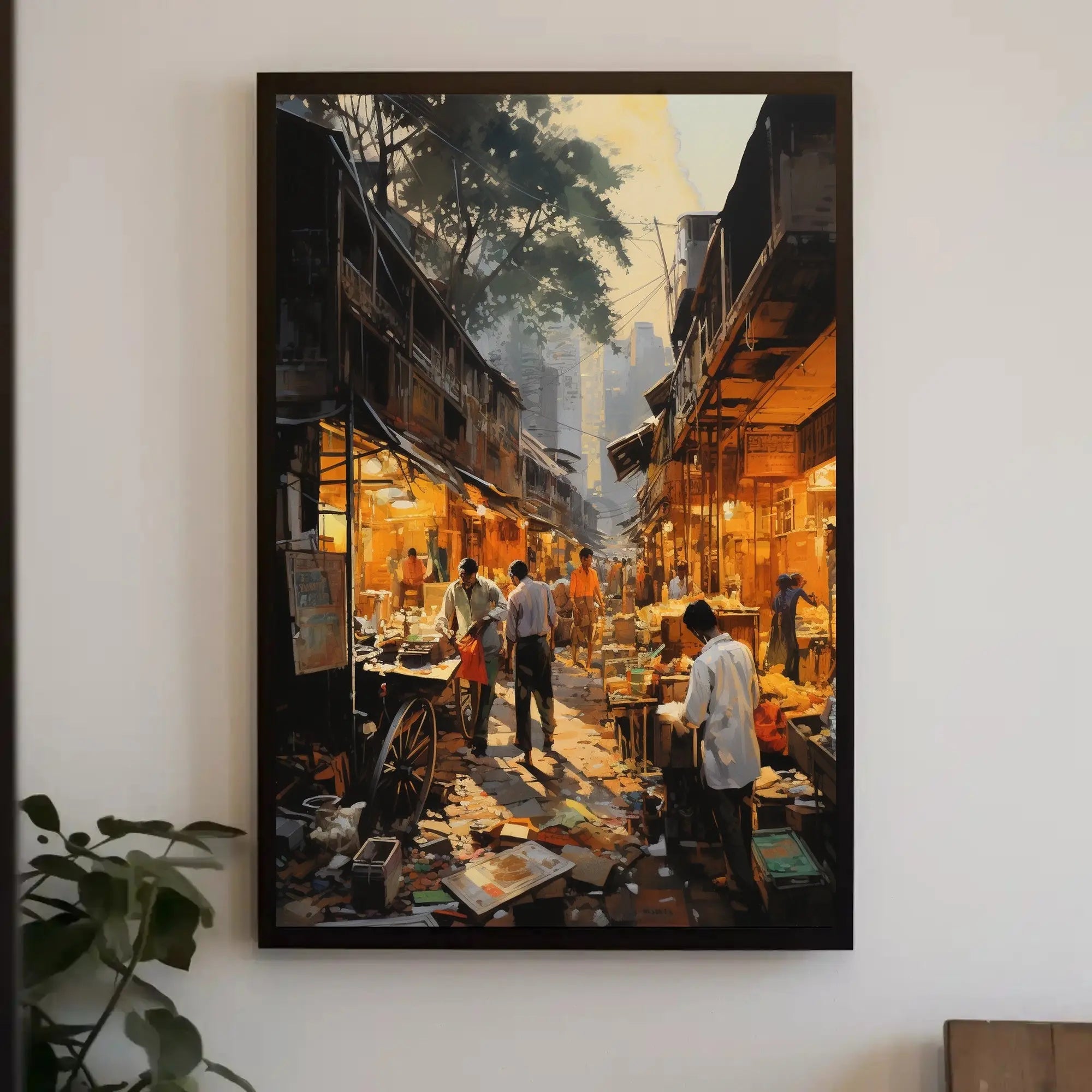 Bustling Urban Market Scene in South Asia Cultural Poster PosterGoat