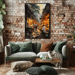 Bustling Urban Market Scene in South Asia Cultural Poster PosterGoat