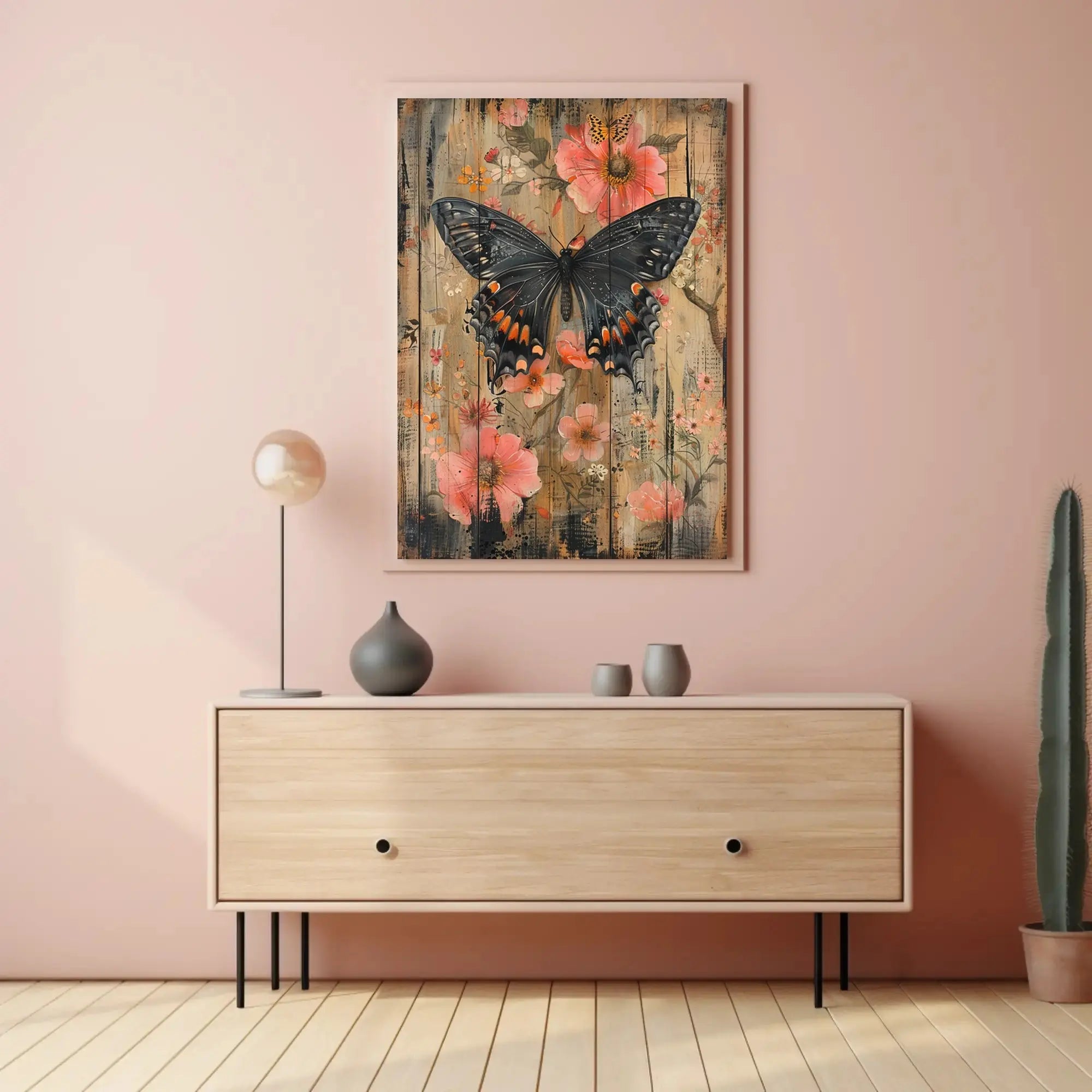Butterfly Serenity Rustic Design Artistic Poster PosterGoat