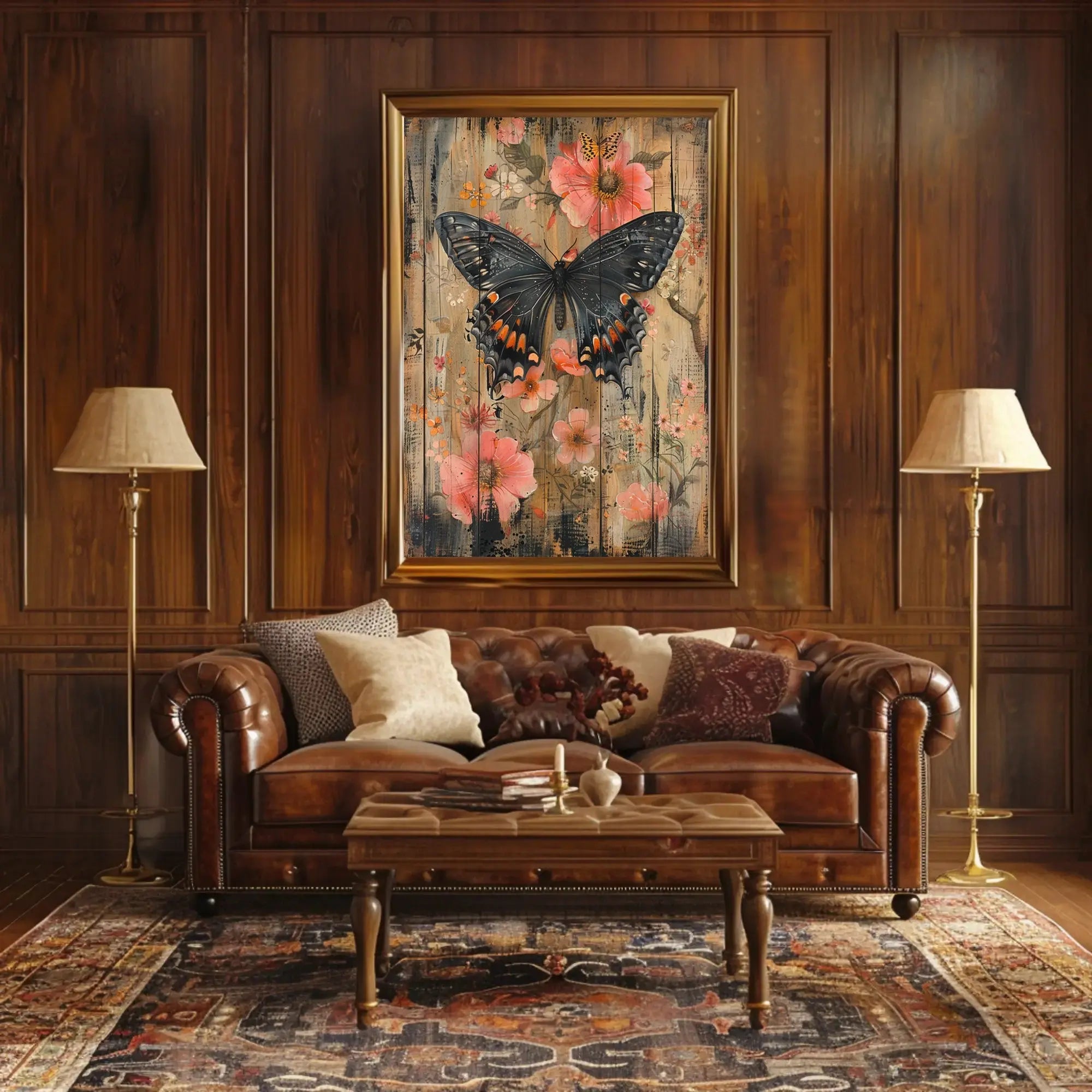 Butterfly Serenity Rustic Design Artistic Poster PosterGoat