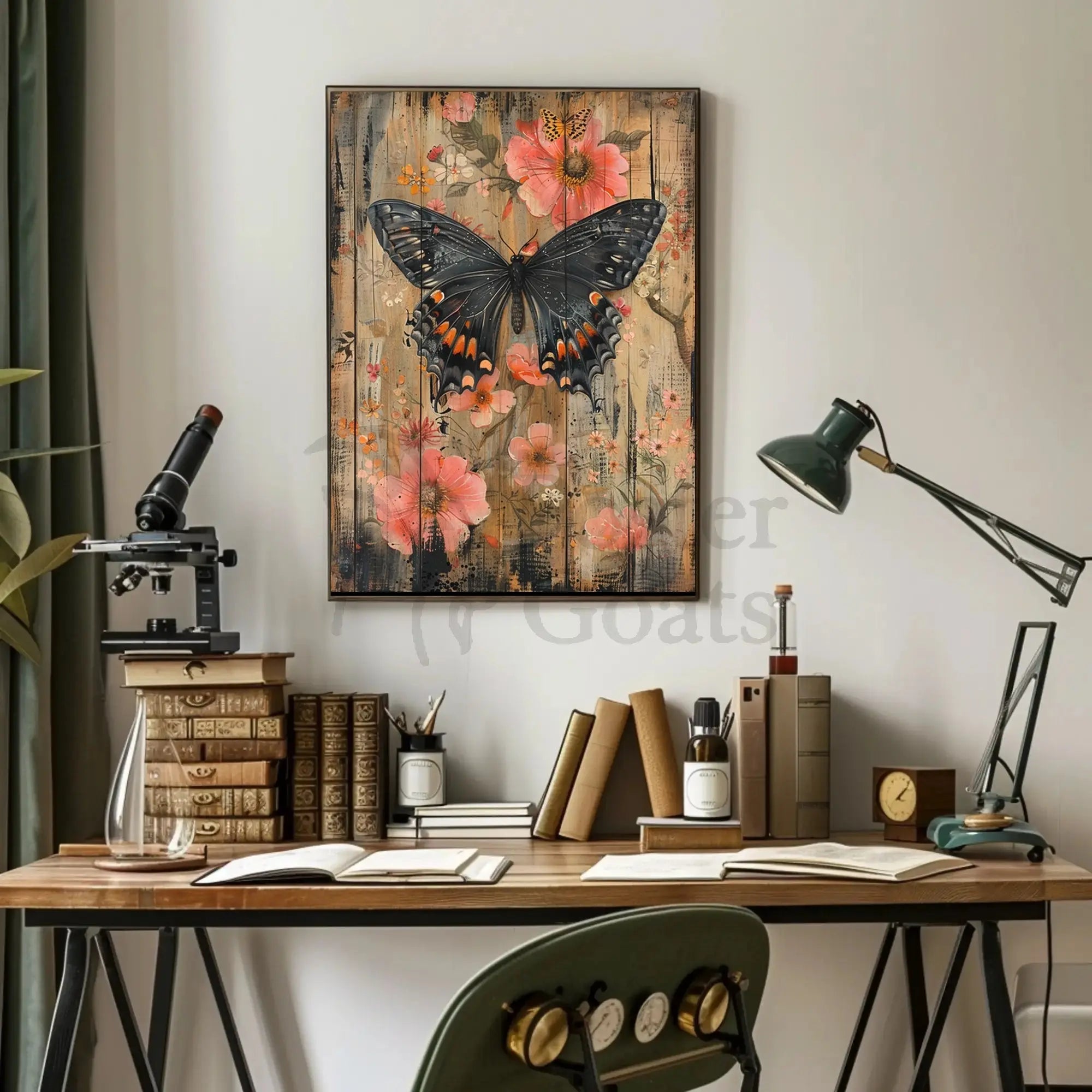 Butterfly Serenity Rustic Design Artistic Poster PosterGoat