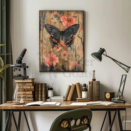 Butterfly Serenity Rustic Design Artistic Poster PosterGoat