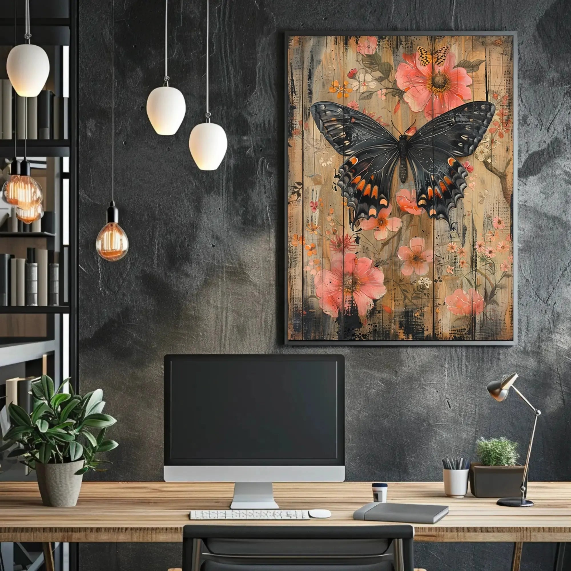 Butterfly Serenity Rustic Design Artistic Poster PosterGoat