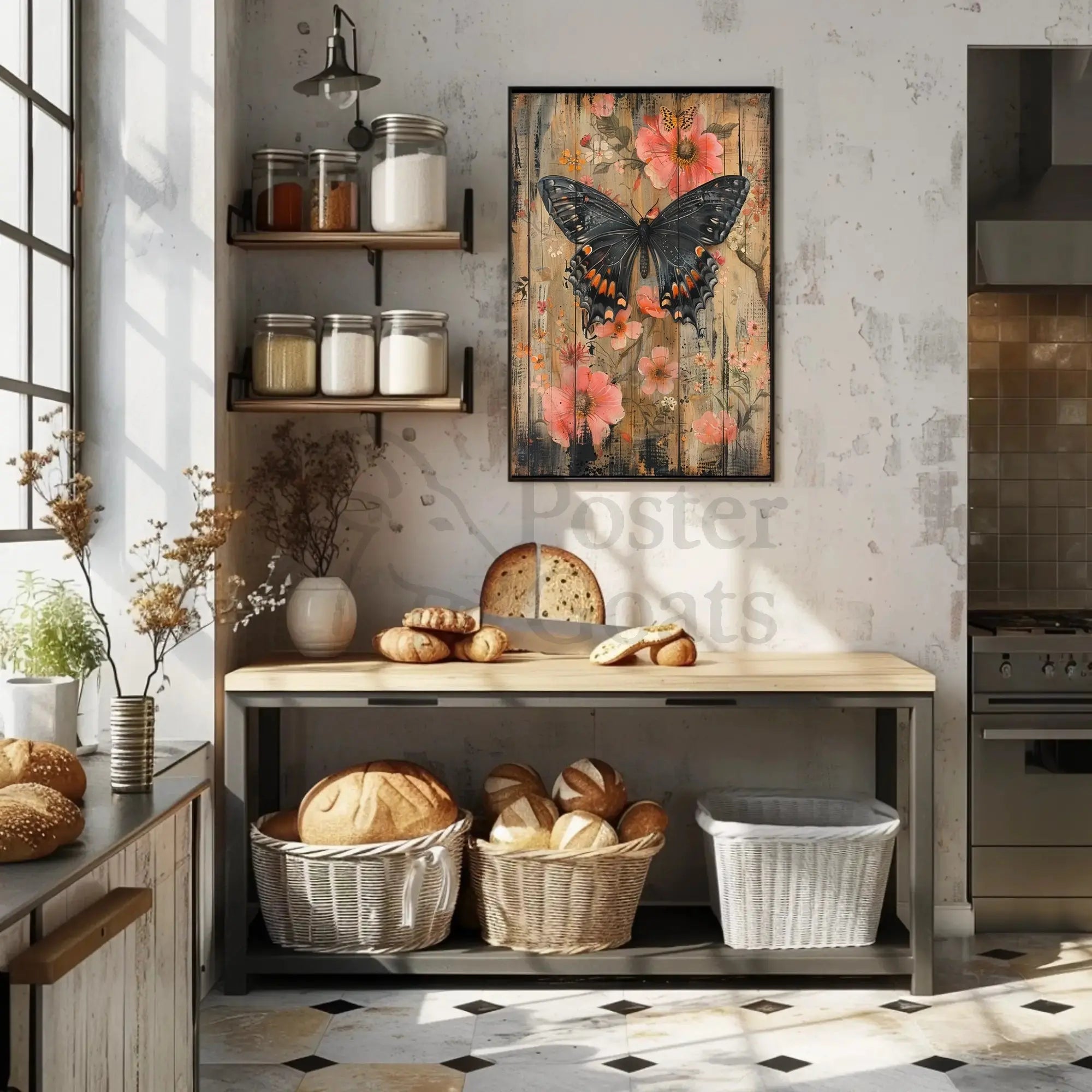 Butterfly Serenity Rustic Design Artistic Poster PosterGoat