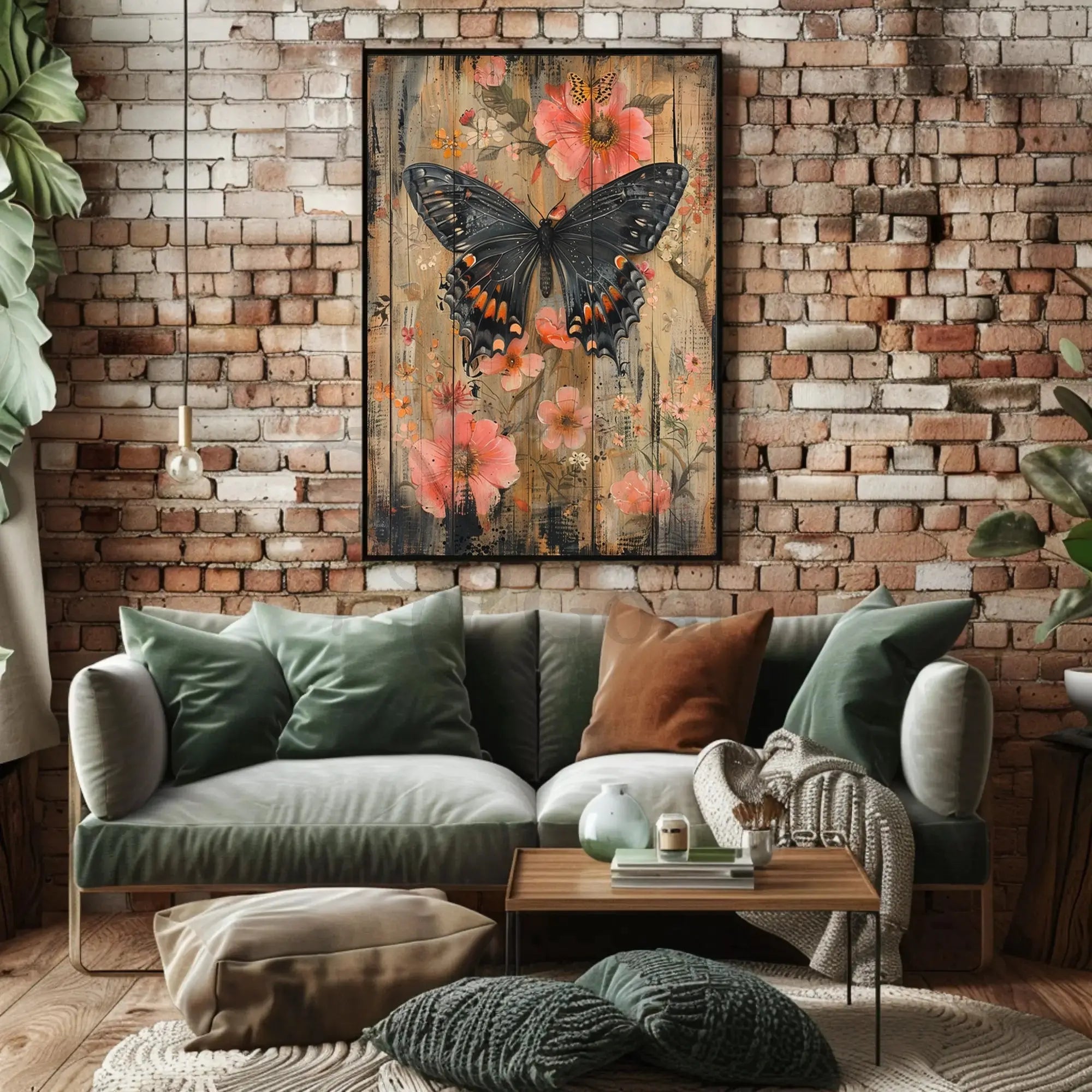 Butterfly Serenity Rustic Design Artistic Poster PosterGoat