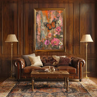 Butterfly and Blooms Rustic Abstract Artistic Poster PosterGoat