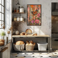 Butterfly and Blooms Rustic Abstract Artistic Poster PosterGoat