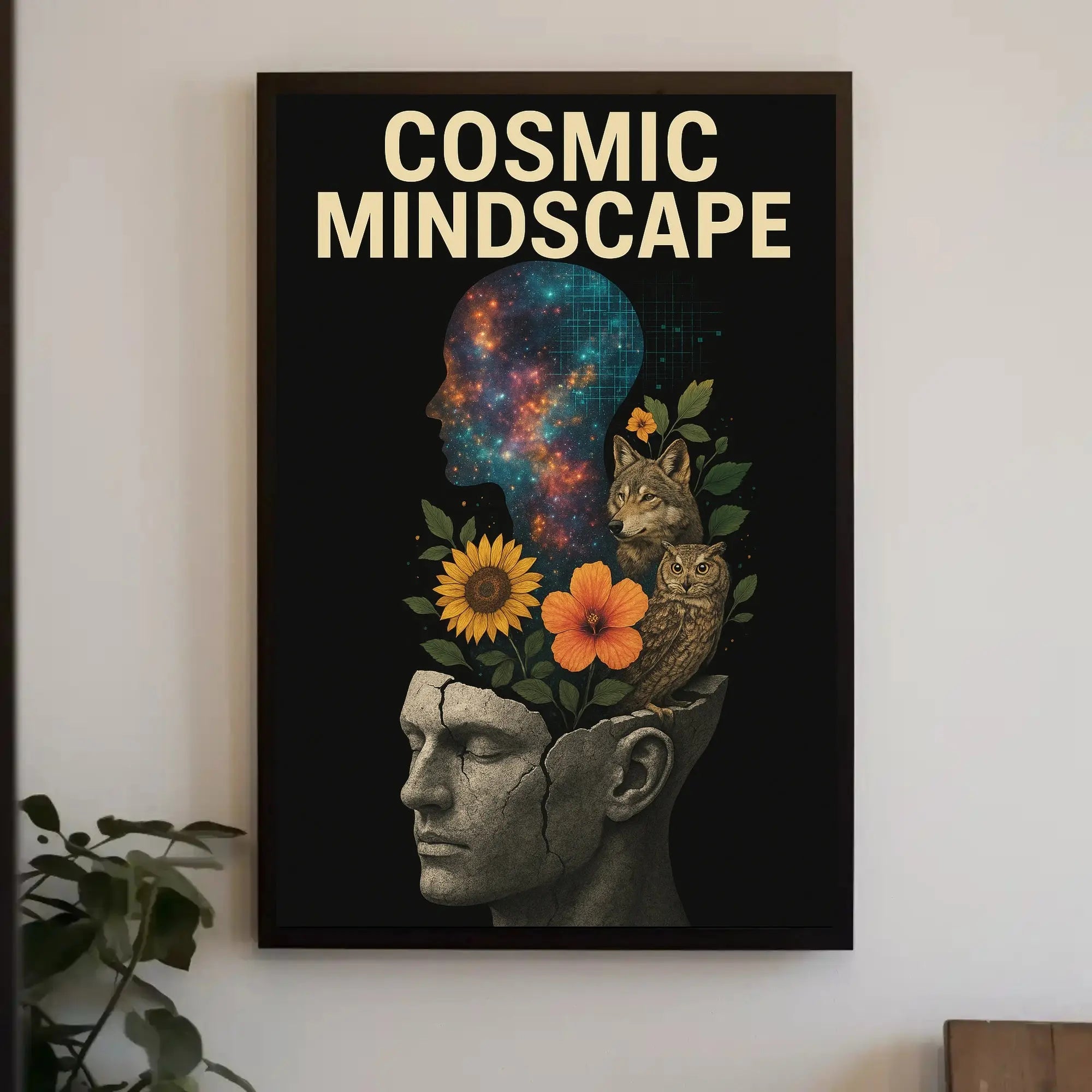 COSMIC MINDSCAPE: Surrealist Collage Art Prints Poster PosterGoat