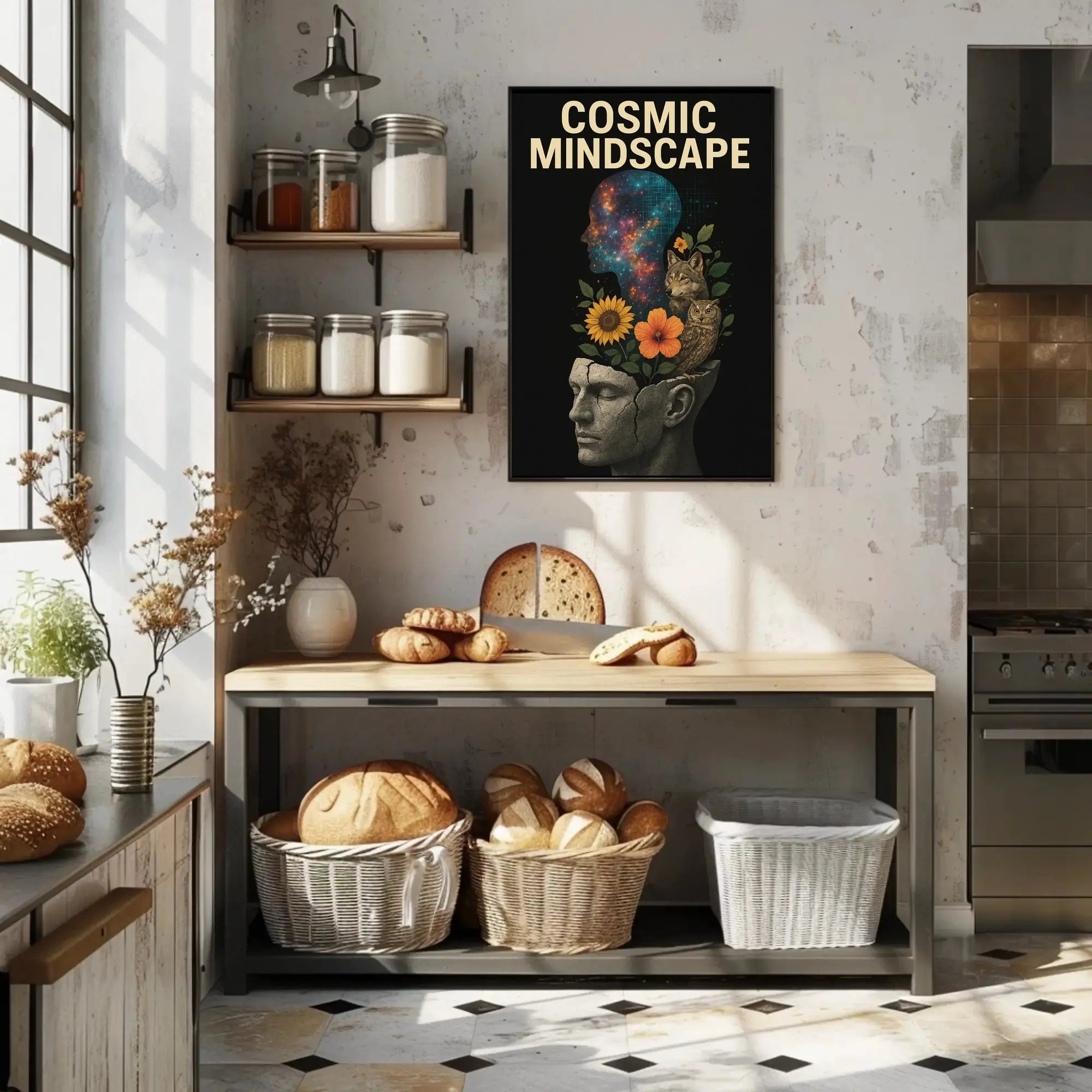 COSMIC MINDSCAPE: Surrealist Collage Art Prints Poster PosterGoat