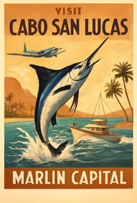 Cabo San Lucas Marlin Adventure Travel Poster PosterGoat