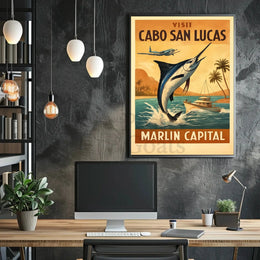 Cabo San Lucas Marlin Adventure Travel Poster PosterGoat