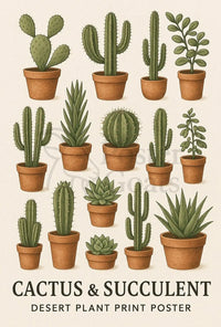Cactus and Succulent Decor Desert Plant Art Poster PosterGoat