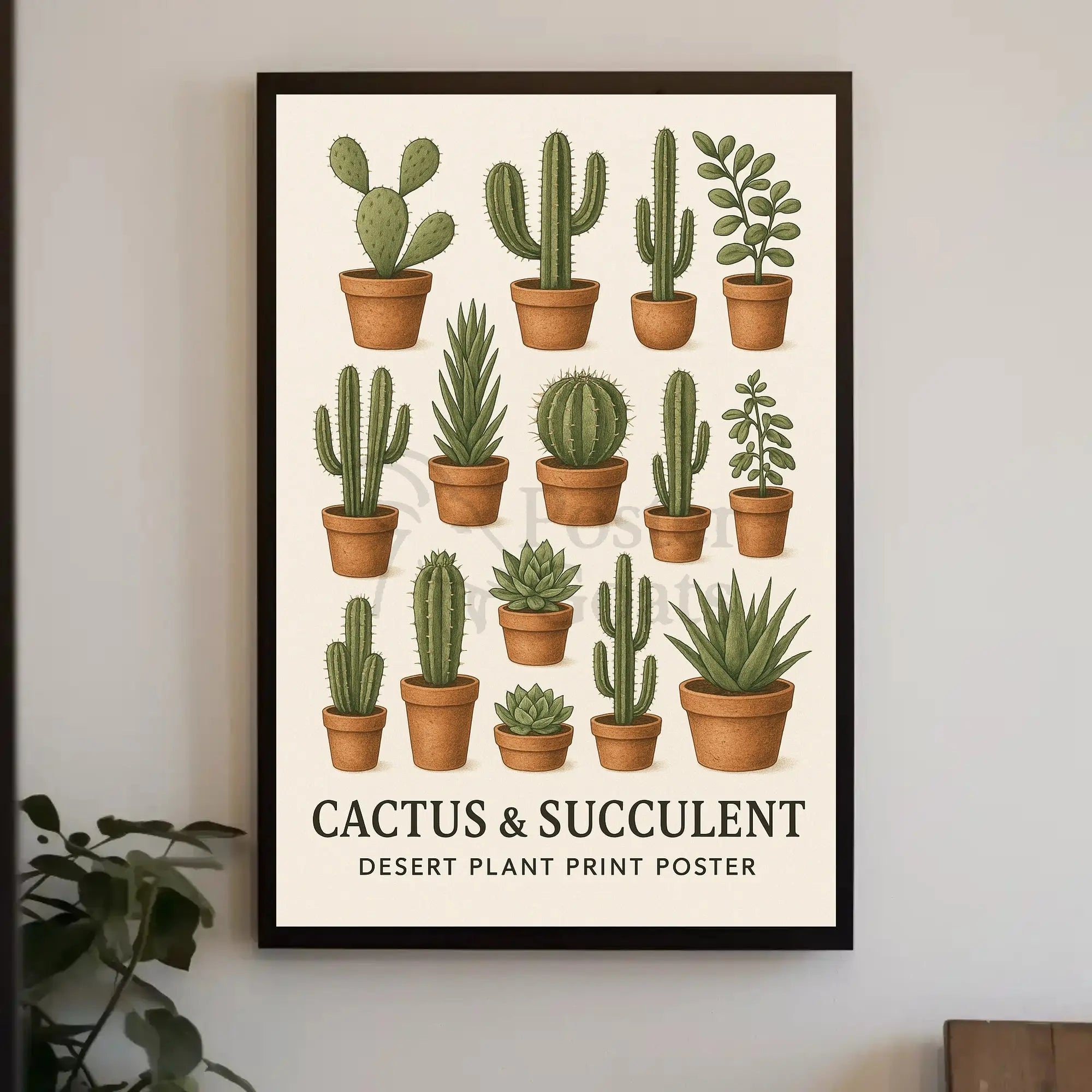 Cactus and Succulent Decor Desert Plant Art Poster PosterGoat