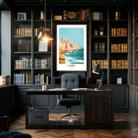 Cádiz Coastal Cityscape Illustration: Urban or Cityscape Poster PosterGoat
