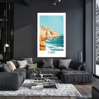 Cádiz Coastal Cityscape Illustration: Urban or Cityscape Poster PosterGoat
